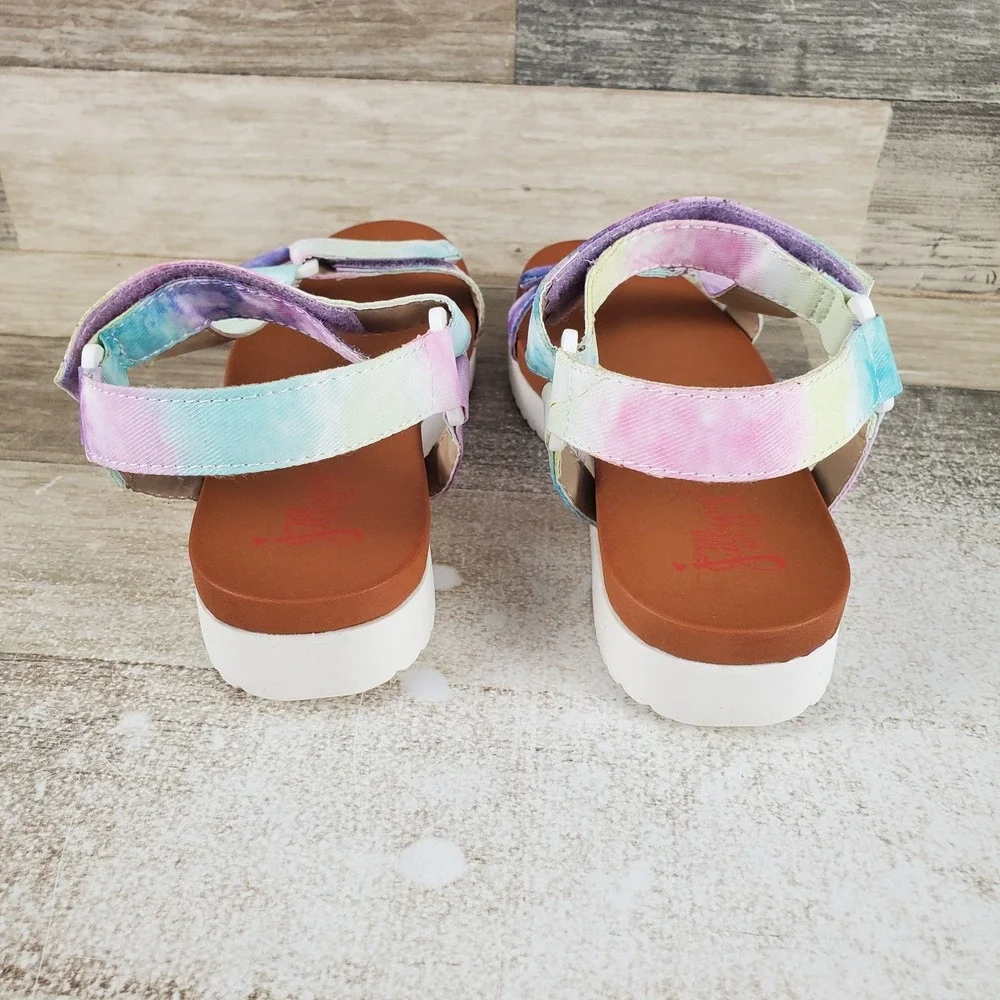 Jellypop Quests Kids Sandals Sz 3 M Purple Multi Tie Dye Slingback Hook & Loop